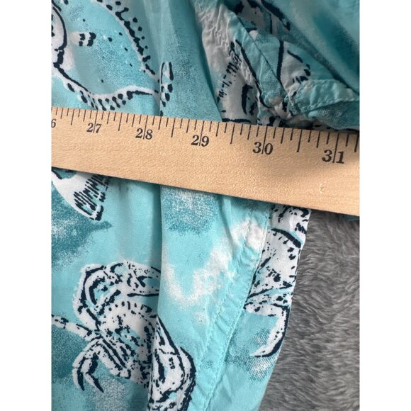 Mens Vintage Button-Up Hawaiian Themed Shirt With Crab & Fish Print Beach Shirt - Picture 8 of 8